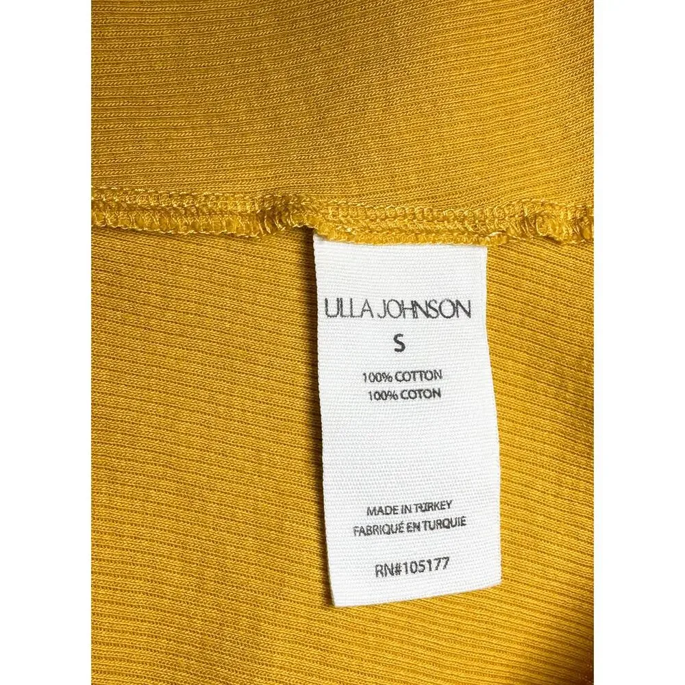 Ulla Johnson Janette Ribbed Puff Sleeve Knit Top Yellow Women's Small